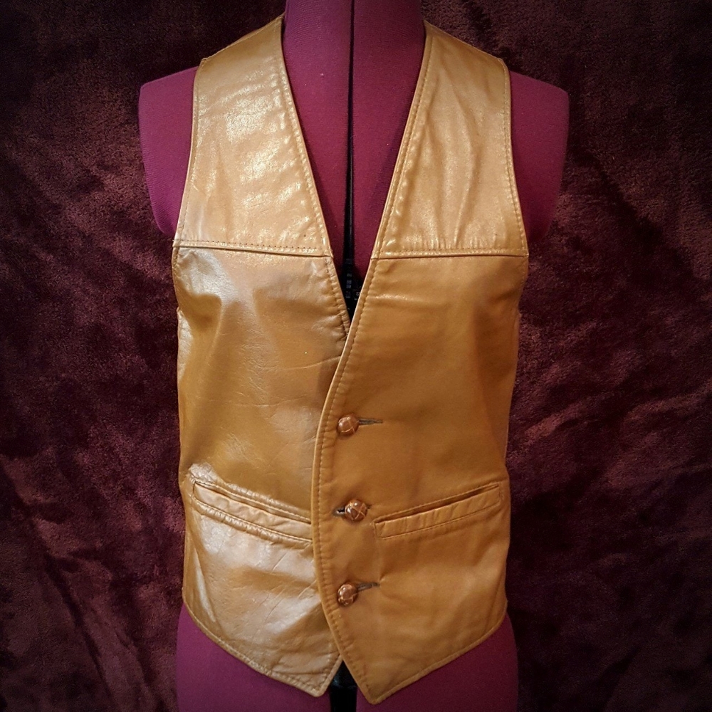Vintage brown leather vest